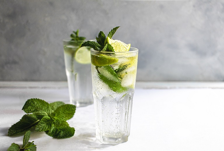 mojito summer refreshing cocktail with ice lime